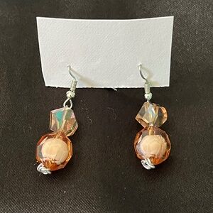 Handmade Shiny Copper Color Bead Earrings